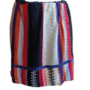 25" Vintage 1960's Womens Skirt ACRYLIC Peasant STRETCH KNIT MOD MINI Hippy